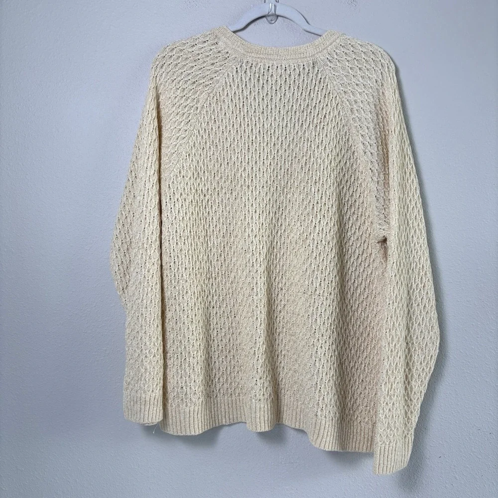 Beautiful by Lawrence Zarian Sweater Womens XL Cream Open Novelty Knit A682073